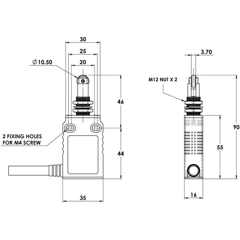 لیمیت سوئیچ دو طرفه idem  panel roller plunger